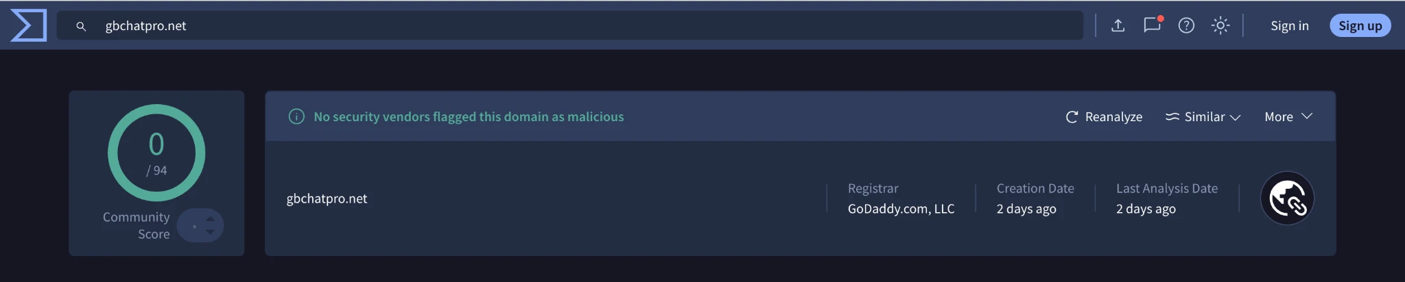 GB WhatsApp Pro VirusTotal Report